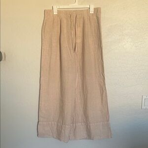 BRAND NEW Beige Linen Wide Leg Pants With Drawstring Waist Size Large